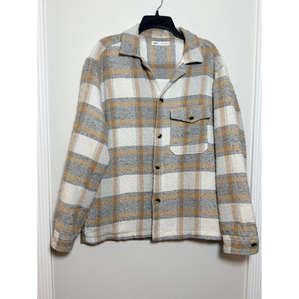 Zara Plaid Shacket Overshirt Jacket Size Large